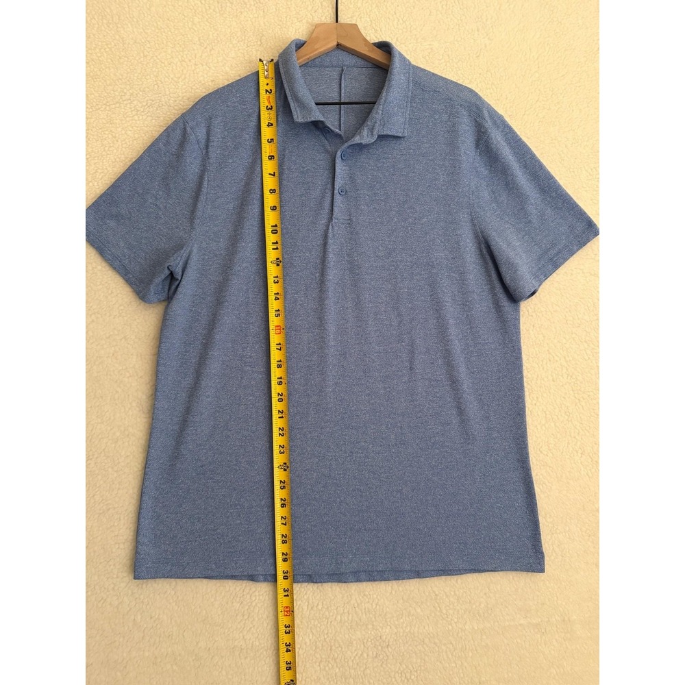 Lululemon Polo Shirt Mens Large Blue Solid Golf Performance Lightweight Knit - Picture 5 of 7